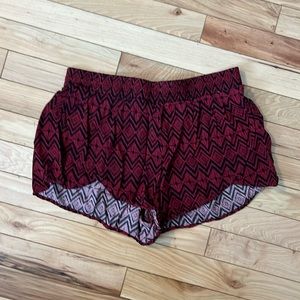 Forever21 dark red shorts with geometric pattern